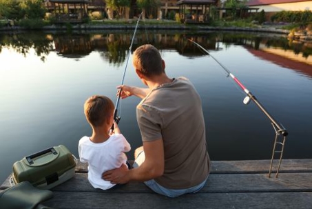 dad and son fishing