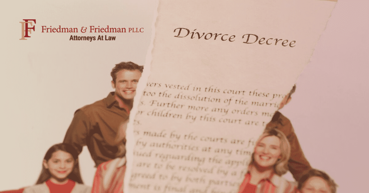 family photo in half with divorce papers in middle