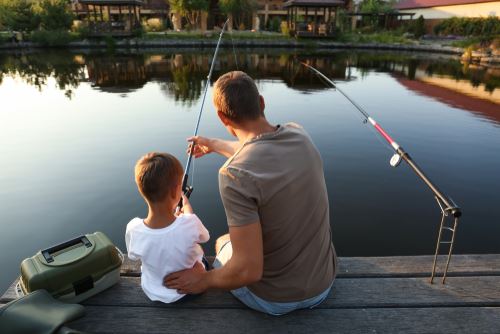 dad and son fishing